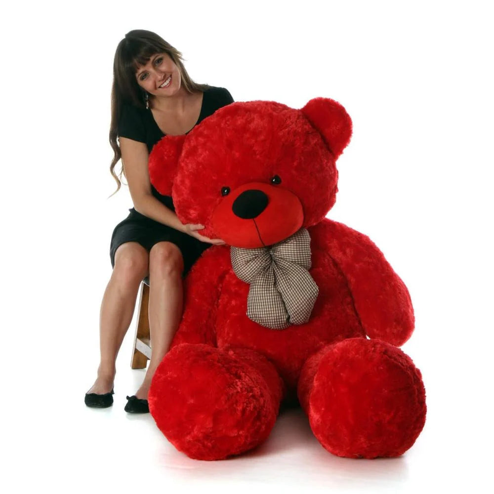 Giant teddy bear with checkered bow (Size 160 Cm)