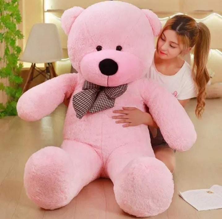 Giant teddy bear with checkered bow (Size 160 Cm)