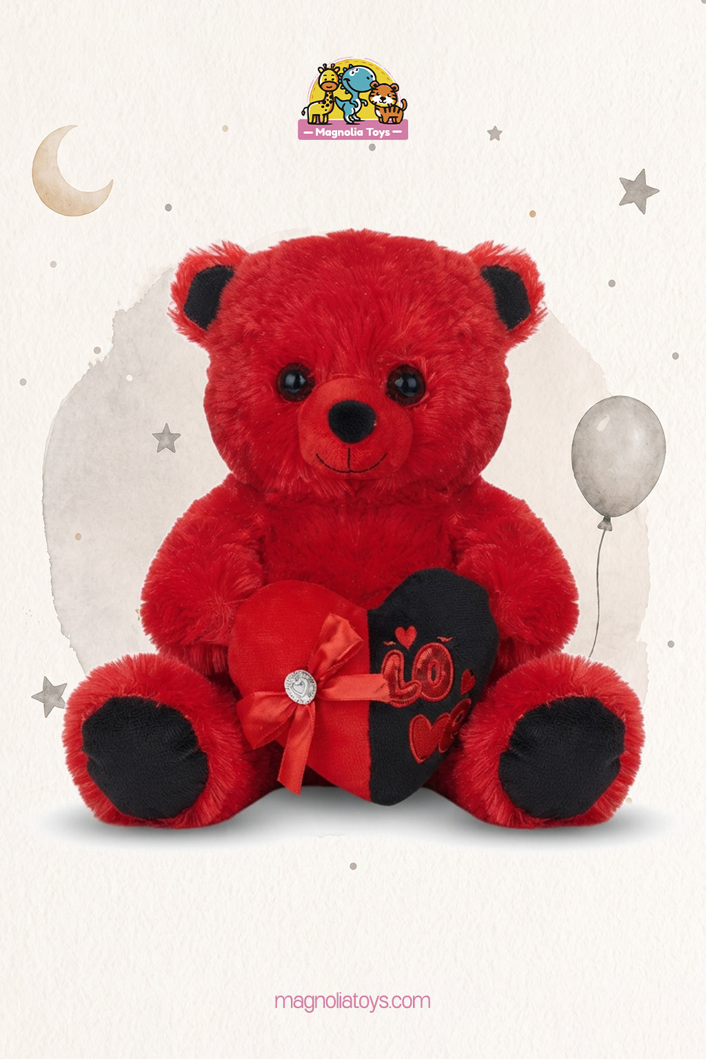 Red bear love black flip (Size 30 Cm)