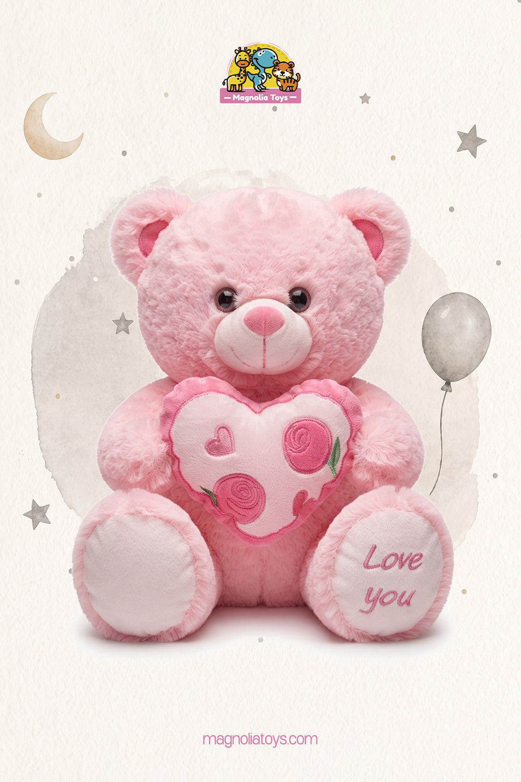 Printed Rose Bear(Size 30 Cm)