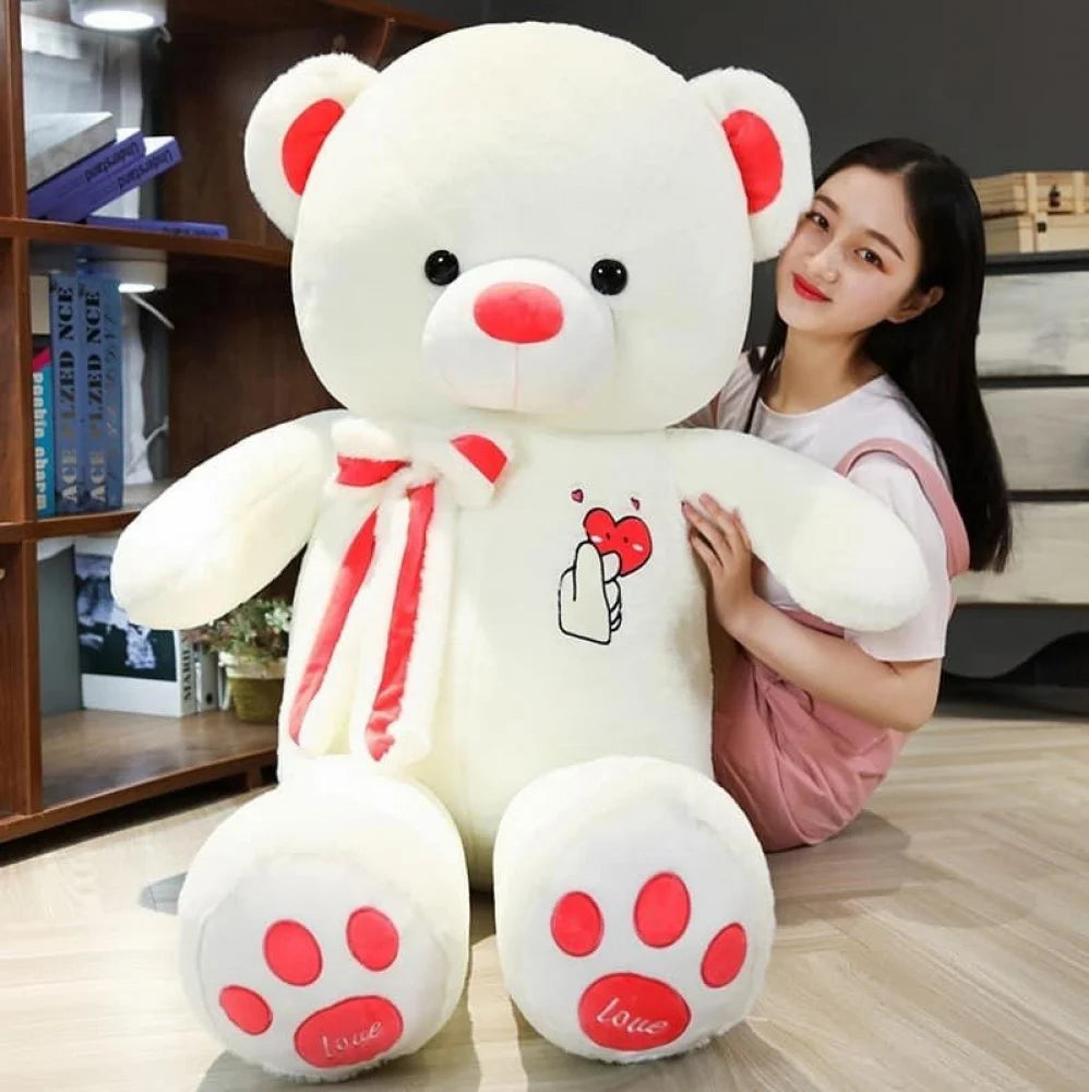 Giant white bear with heart drawing (Size 160 Cm)