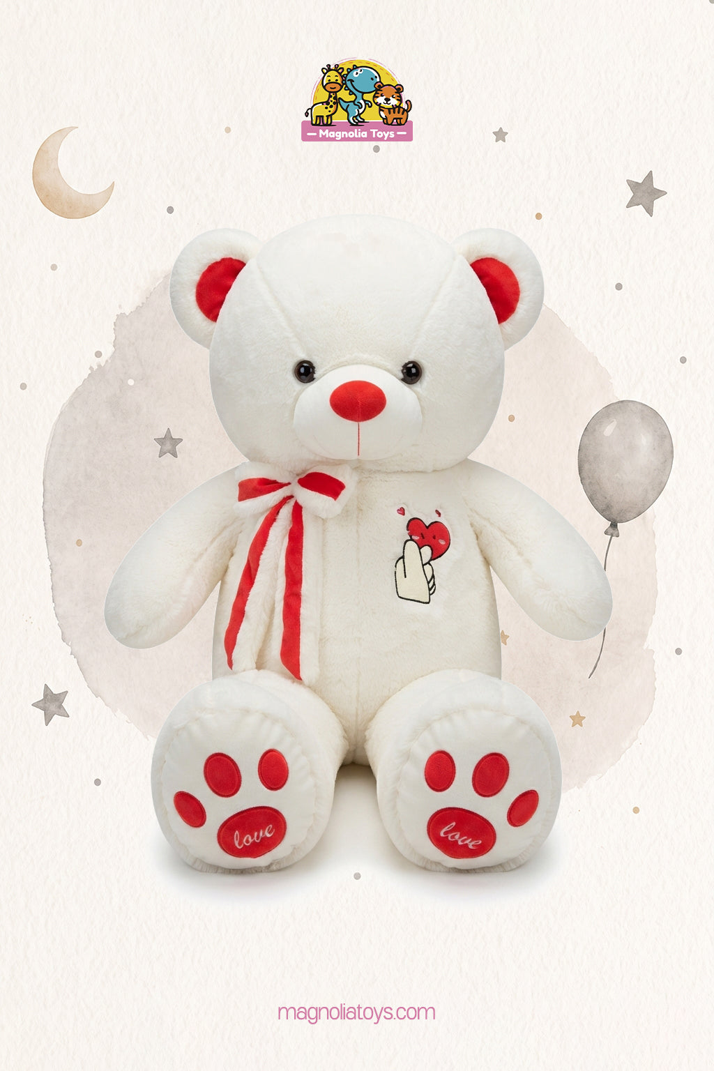 Giant white bear with heart drawing (Size 160 Cm)