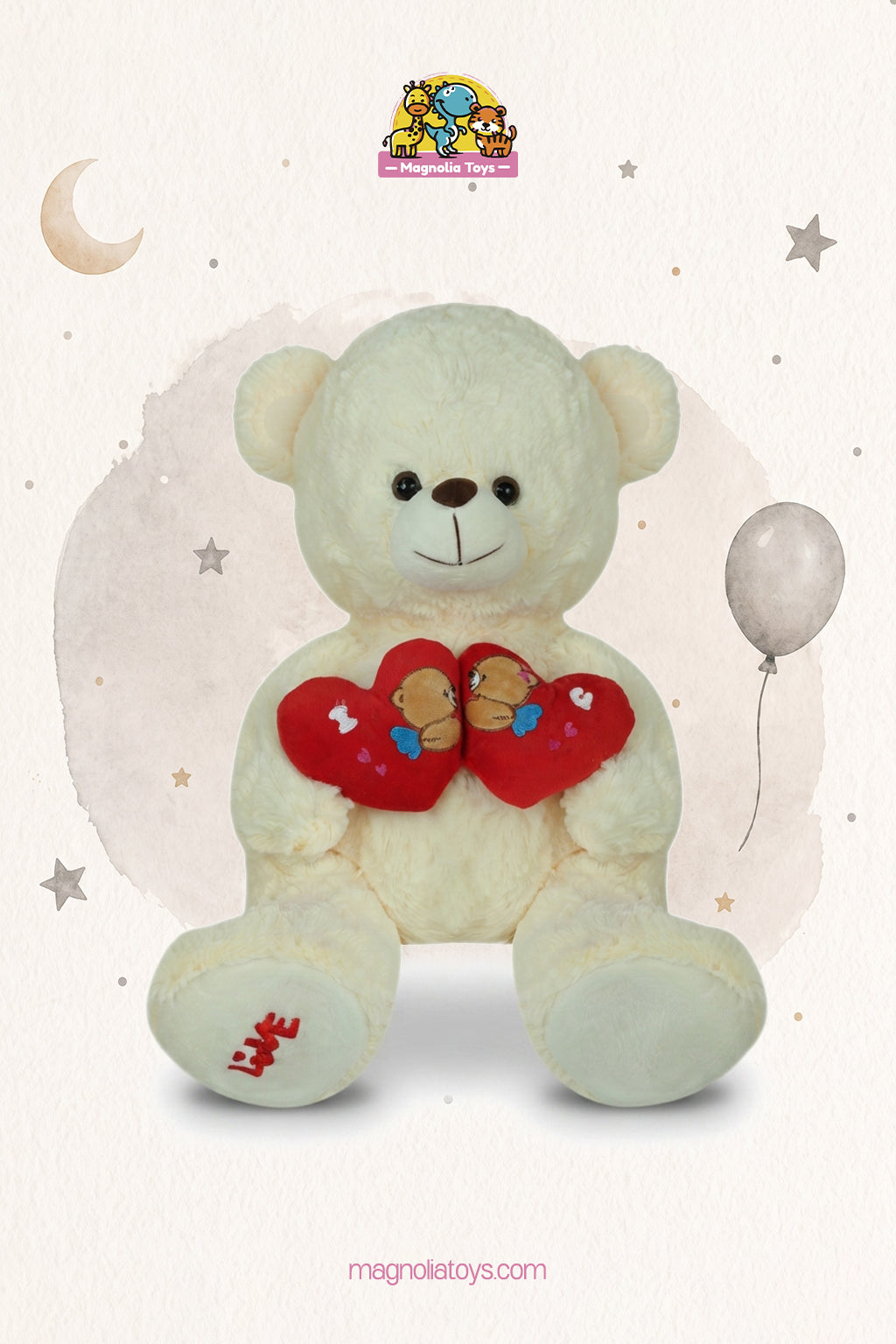 Two heart teddy bear (Size 40 Cm)